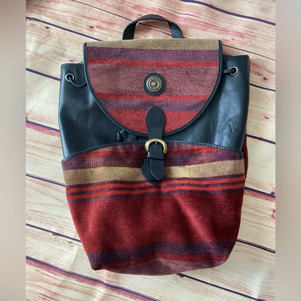 Velez Tribal Aztec Black Leather Backpack